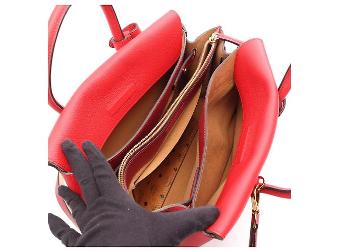Borsa a mano in pelle MCM Milla 2-Way Rosso - vista 3