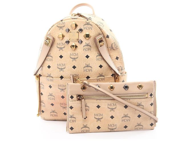 MCM STARK Visetos Studded Rucksack Beige - Ansicht 5