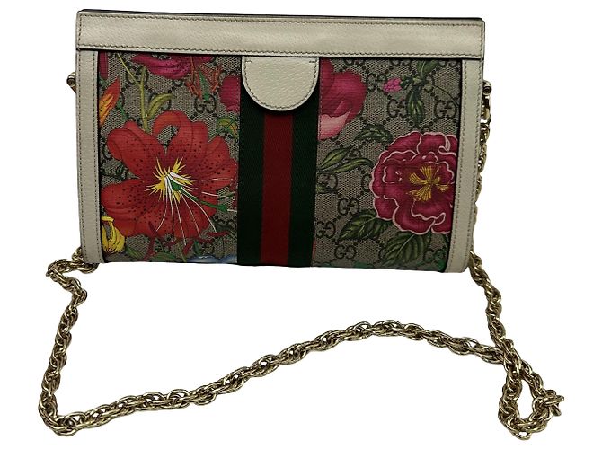 Gucci Ophidia Chain Flora GG Coated Canvas Small Multicolore - vista 2