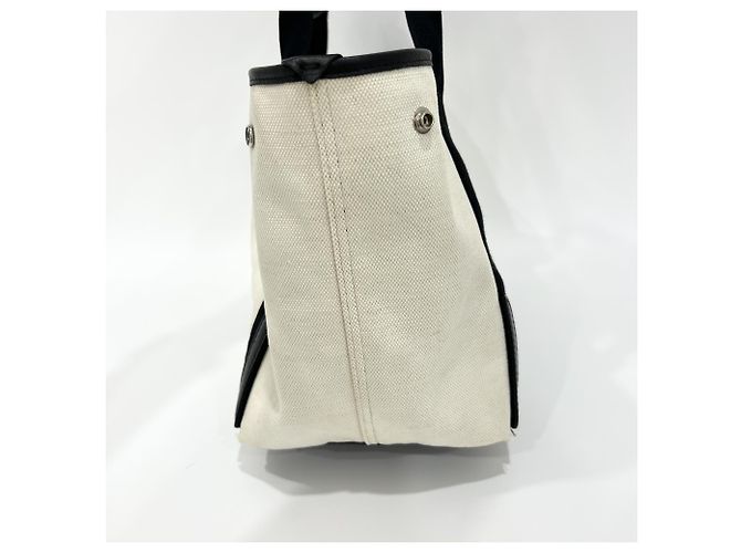 Balenciaga Cabas in tela blu navy e pelle Medium Bianco - vista 3