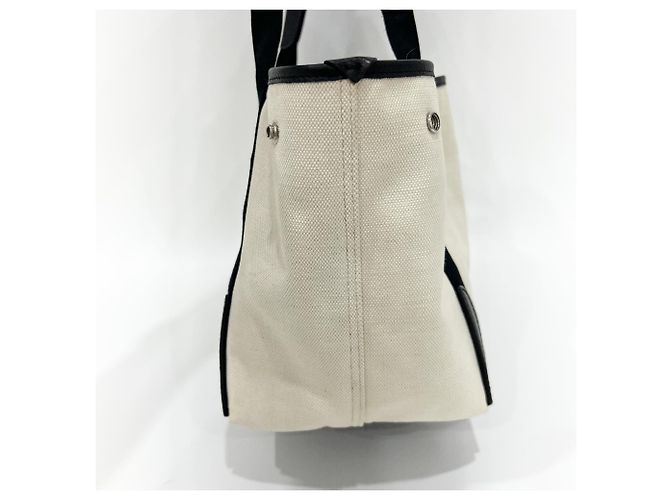 Balenciaga Cabas in tela blu navy e pelle Medium Bianco - vista 4