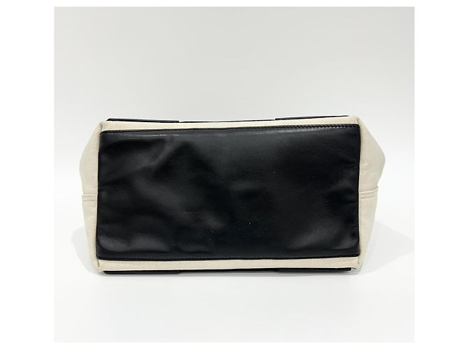 Balenciaga Cabas in tela blu navy e pelle Medium Bianco - vista 7