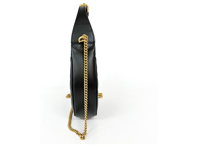 Gucci GG Marmont Half Moon Hobo Matelasse Leather Mini Nero - vista 3