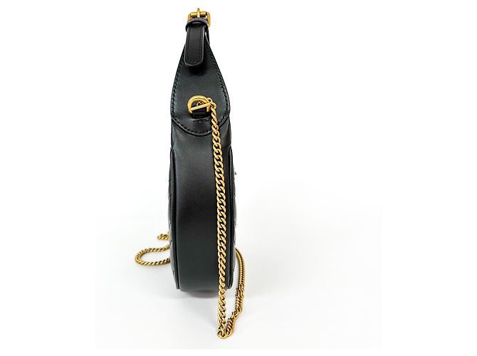 Gucci GG Marmont Half Moon Hobo Matelasse Leather Mini Nero - vista 4
