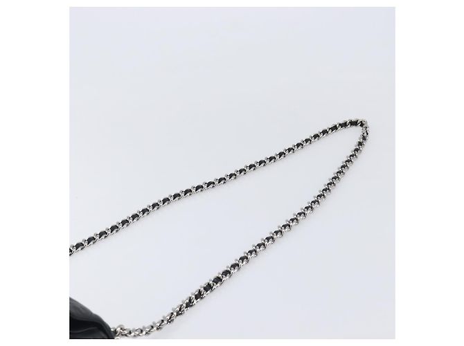 Borsa a tracolla CHANEL Matelasse con catena in pelle d'agnello nera e argento CC Auth ka6097SAV Nero - vista 14