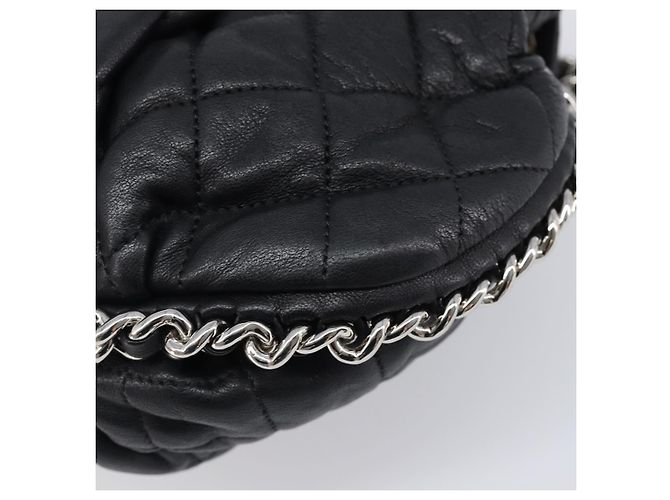 Borsa a tracolla CHANEL Matelasse con catena in pelle d'agnello nera e argento CC Auth ka6097SAV Nero - vista 17