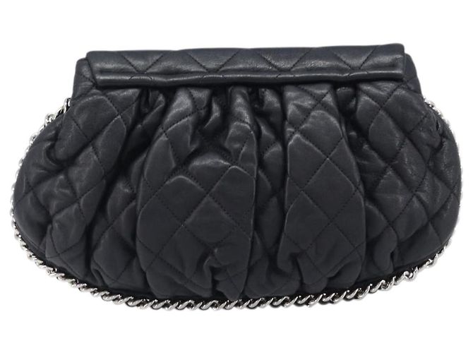 Borsa a tracolla CHANEL Matelasse con catena in pelle d'agnello nera e argento CC Auth ka6097SAV Nero - vista 2
