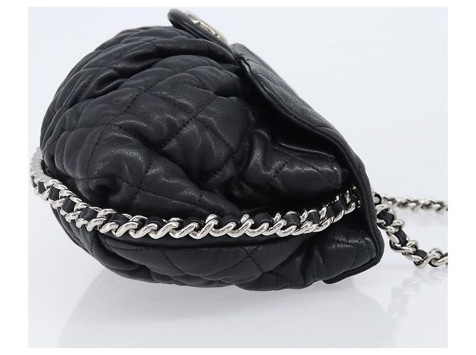 Borsa a tracolla CHANEL Matelasse con catena in pelle d'agnello nera e argento CC Auth ka6097SAV Nero - vista 3