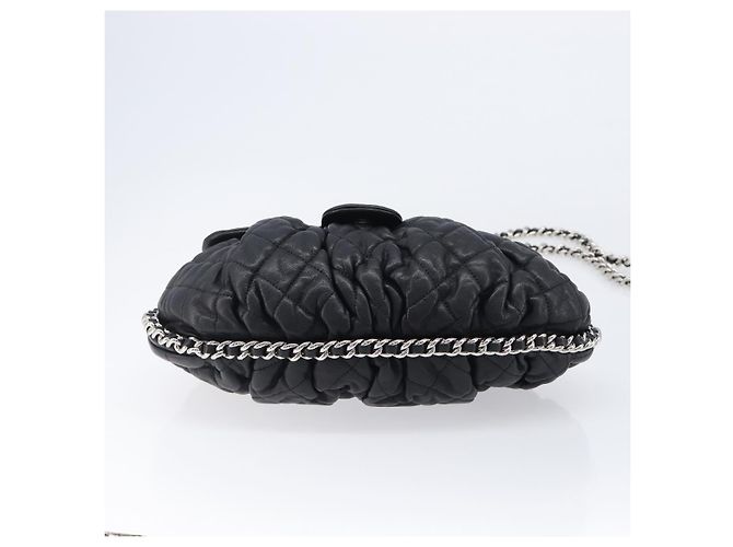 Borsa a tracolla CHANEL Matelasse con catena in pelle d'agnello nera e argento CC Auth ka6097SAV Nero - vista 5