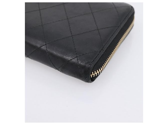 CHANEL Bicolore Long Wallet Leather Black Gold Tone CC Auth 203085 - view 14
