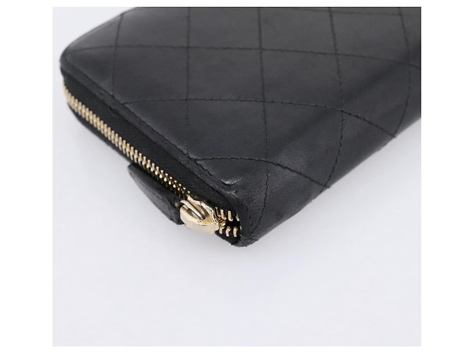 CHANEL Bicolore Long Wallet Leather Black Gold Tone CC Auth 203085 - view 15