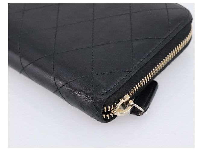 CHANEL Bicolore Long Wallet Leather Black Gold Tone CC Auth 203085 - view 16