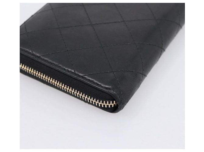 CHANEL Bicolore Long Wallet Leather Black Gold Tone CC Auth 203085 - view 17