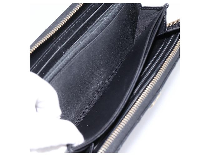 CHANEL Bicolore Long Wallet Leather Black Gold Tone CC Auth 203085 - view 22