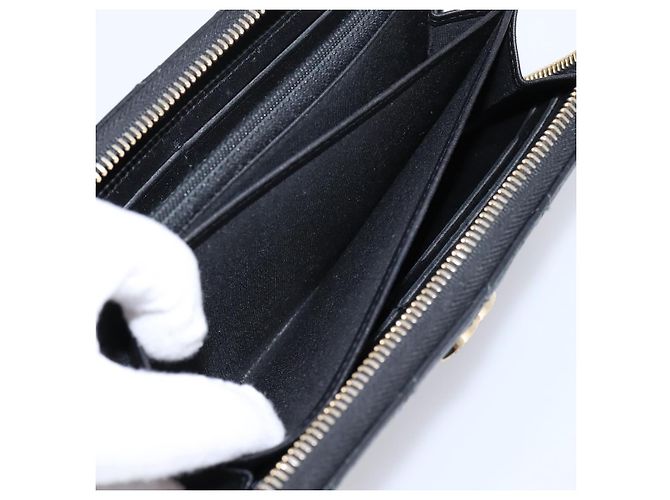 CHANEL Bicolore Long Wallet Leather Black Gold Tone CC Auth 203085 - view 23