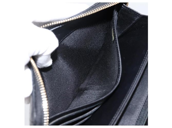 CHANEL Bicolore Long Wallet Leather Black Gold Tone CC Auth 203085 - view 25