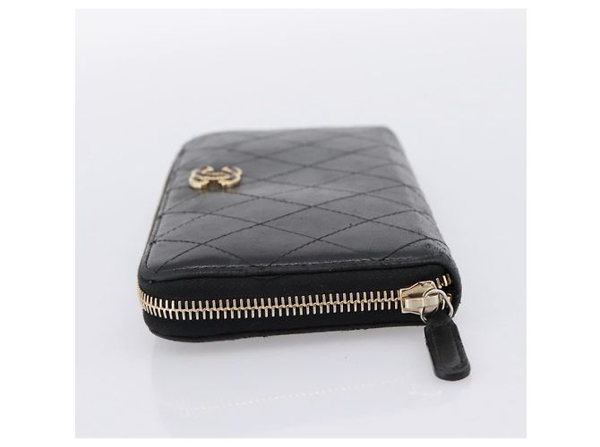 CHANEL Bicolore Long Wallet Leather Black Gold Tone CC Auth 203085 - view 3