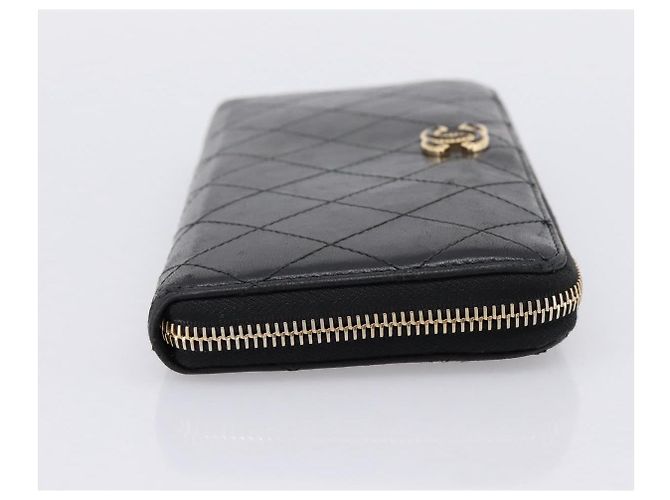 CHANEL Bicolore Long Wallet Leather Black Gold Tone CC Auth 203085 - view 4