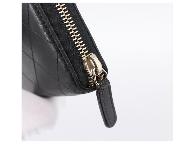 CHANEL Bicolore Long Wallet Leather Black Gold Tone CC Auth 203085 - view 7