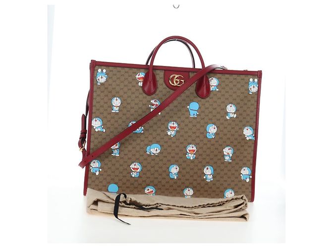 Borsa a mano GUCCI x Doraemon Micro GG PVC 2way Marrone Tono Oro 653952 Auth 167569SM - vista 12