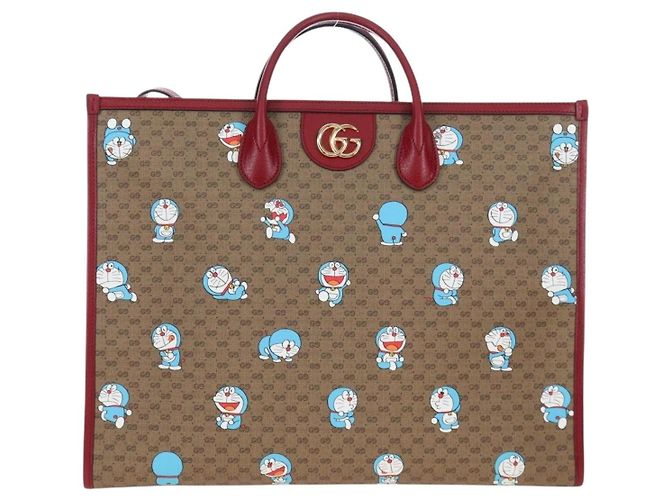 Borsa a mano GUCCI x Doraemon Micro GG PVC 2way Marrone Tono Oro 653952 Auth 167569SM - vista 13