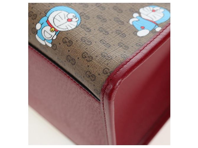 Borsa a mano GUCCI x Doraemon Micro GG PVC 2way Marrone Tono Oro 653952 Auth 167569SM - vista 17