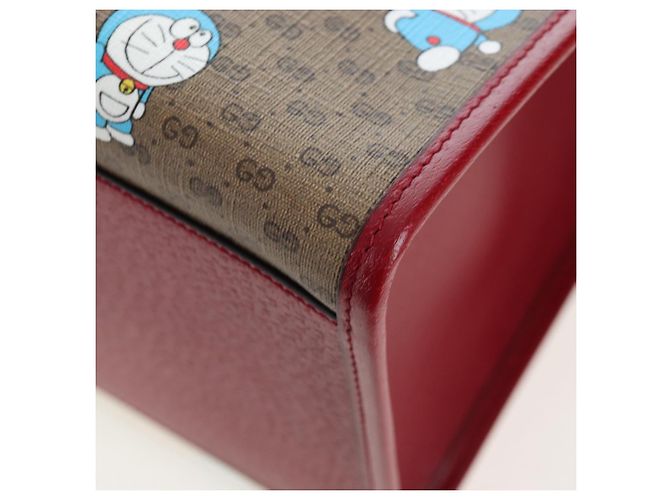 Borsa a mano GUCCI x Doraemon Micro GG PVC 2way Marrone Tono Oro 653952 Auth 167569SM - vista 19