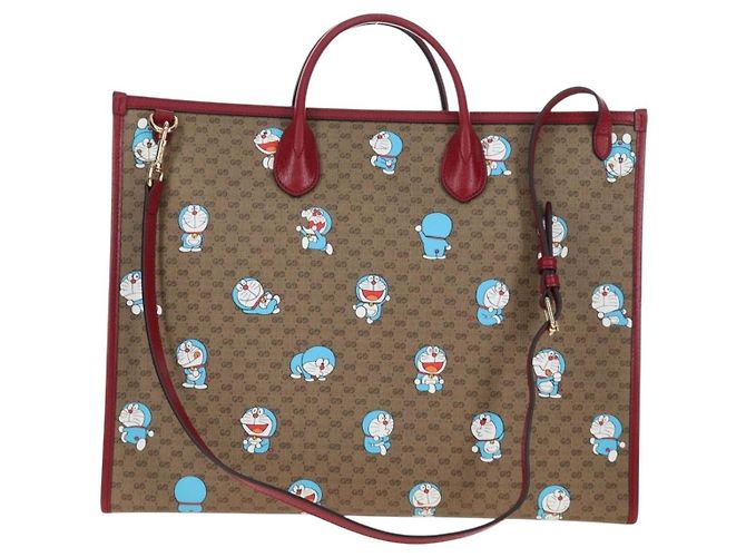Borsa a mano GUCCI x Doraemon Micro GG PVC 2way Marrone Tono Oro 653952 Auth 167569SM - vista 2