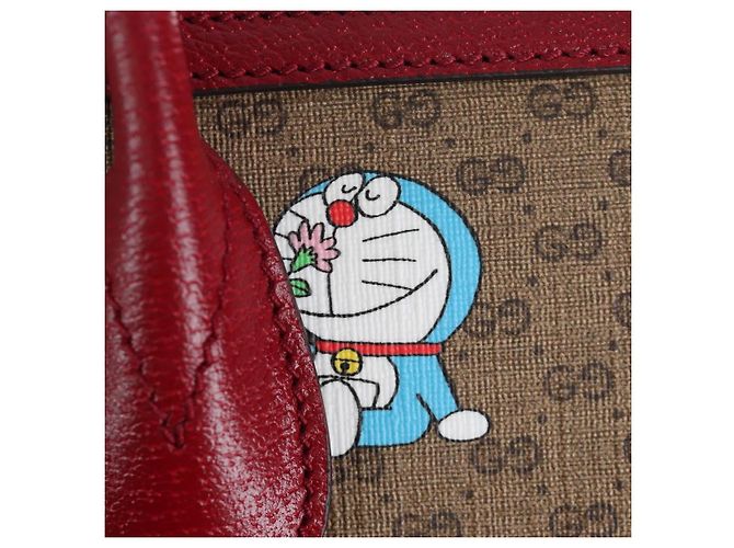 Borsa a mano GUCCI x Doraemon Micro GG PVC 2way Marrone Tono Oro 653952 Auth 167569SM - vista 20