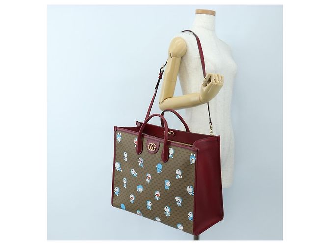 Borsa a mano GUCCI x Doraemon Micro GG PVC 2way Marrone Tono Oro 653952 Auth 167569SM - vista 29