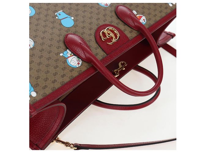 Borsa a mano GUCCI x Doraemon Micro GG PVC 2way Marrone Tono Oro 653952 Auth 167569SM - vista 6