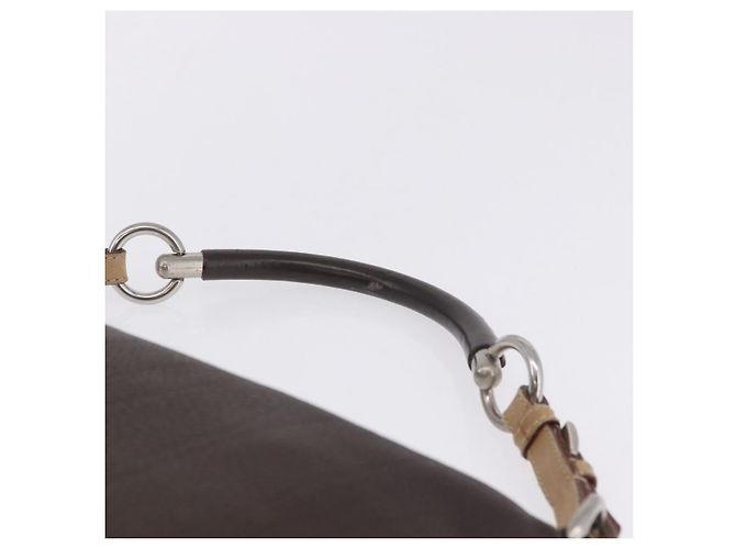 Bolsa de Ombro PRADA em Couro Marrom Prata Auth am12574V - vista 15