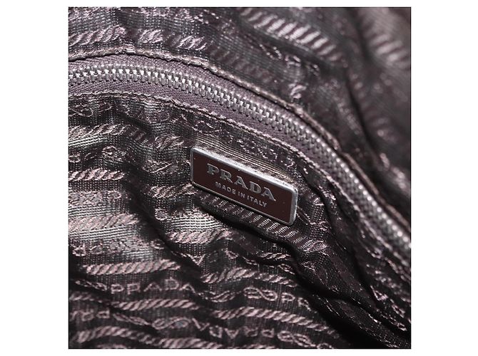 Bolsa de Ombro PRADA em Couro Marrom Prata Auth am12574V - vista 22