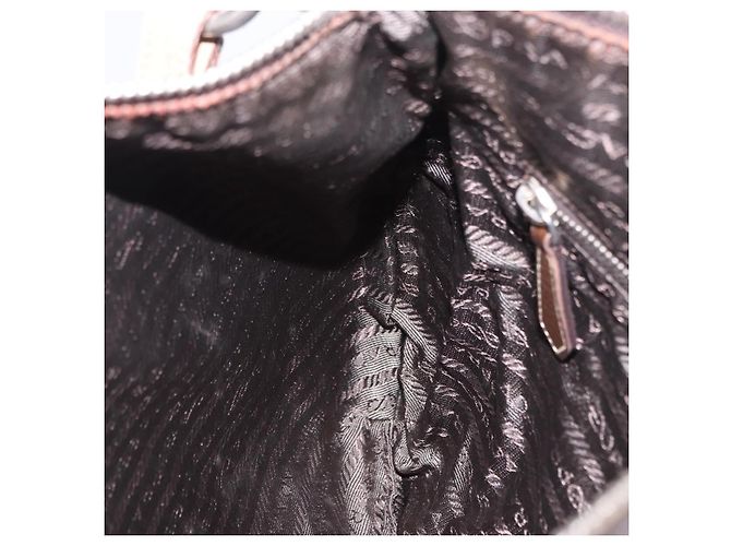 Bolsa de Ombro PRADA em Couro Marrom Prata Auth am12574V - vista 23