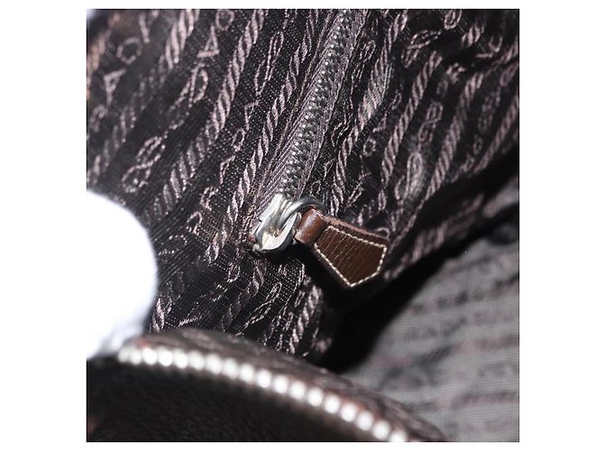 Bolsa de Ombro PRADA em Couro Marrom Prata Auth am12574V - vista 25