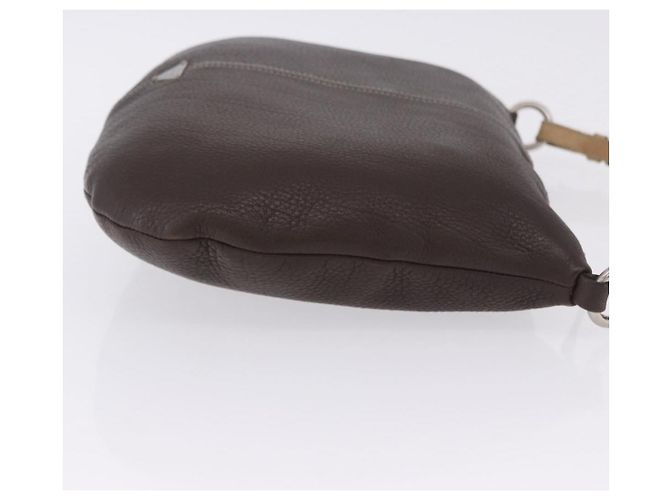 Bolsa de Ombro PRADA em Couro Marrom Prata Auth am12574V - vista 4