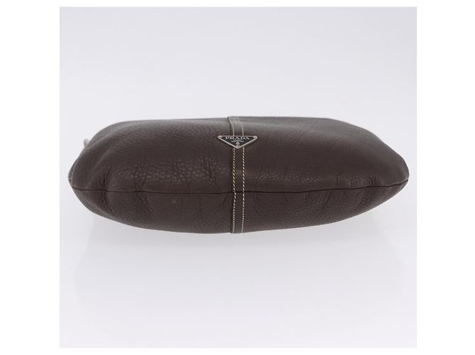 Bolsa de Ombro PRADA em Couro Marrom Prata Auth am12574V - vista 6