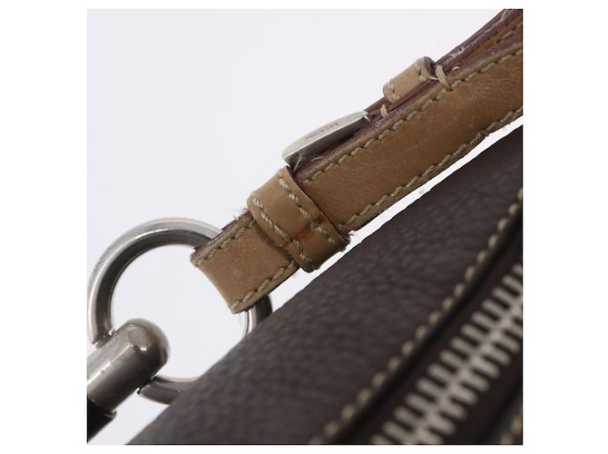 Bolsa de Ombro PRADA em Couro Marrom Prata Auth am12574V - vista 9