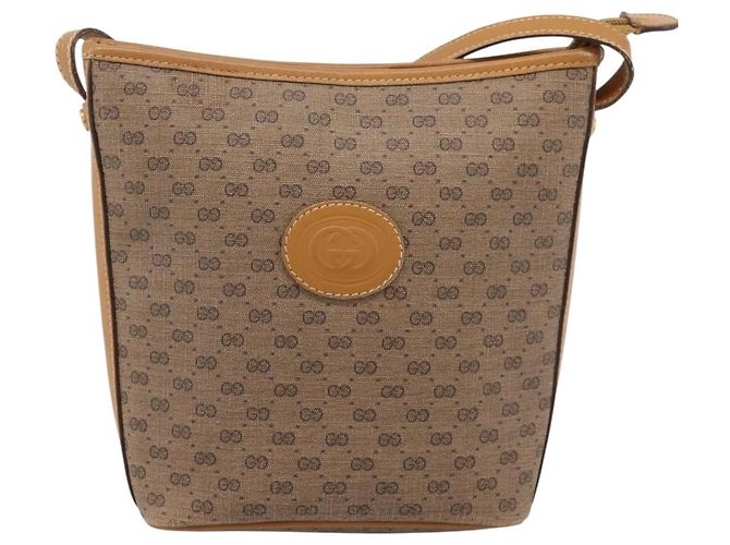 Borsa a tracolla GUCCI Micro GG Supreme PVC Beige Gold Auth 202771 D'oro - vista 13