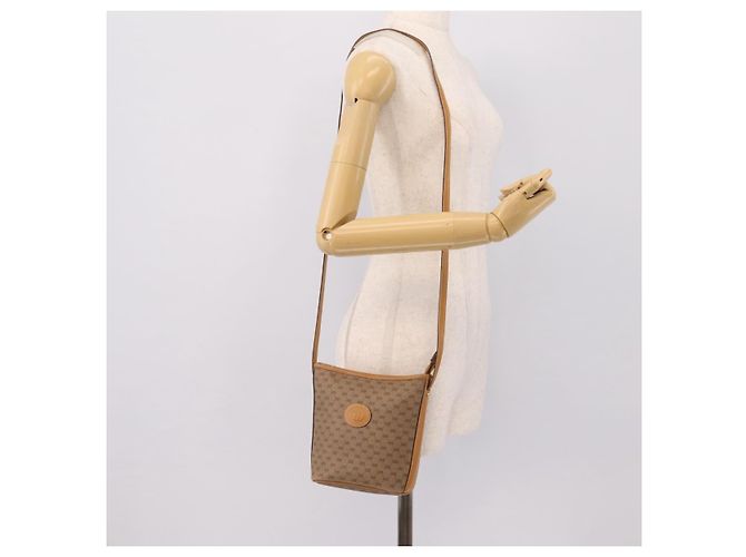 Borsa a tracolla GUCCI Micro GG Supreme PVC Beige Gold Auth 202771 D'oro - vista 20