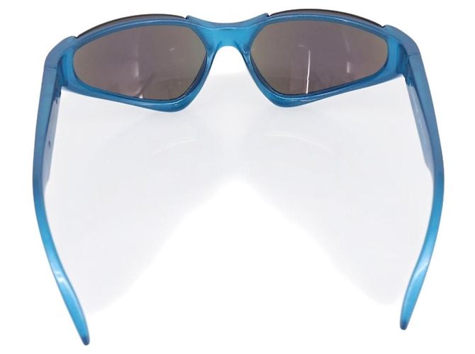 Lunettes de soleil BALENCIAGA Plastique Bleu Argent Auth 203373M Argenté - vue 3