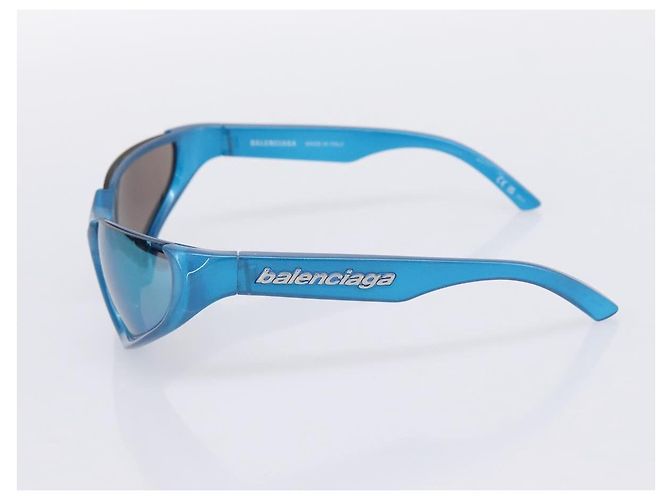 Lunettes de soleil BALENCIAGA Plastique Bleu Argent Auth 203373M Argenté - vue 5