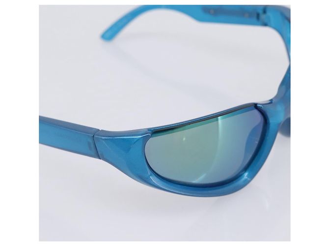 Lunettes de soleil BALENCIAGA Plastique Bleu Argent Auth 203373M Argenté - vue 7