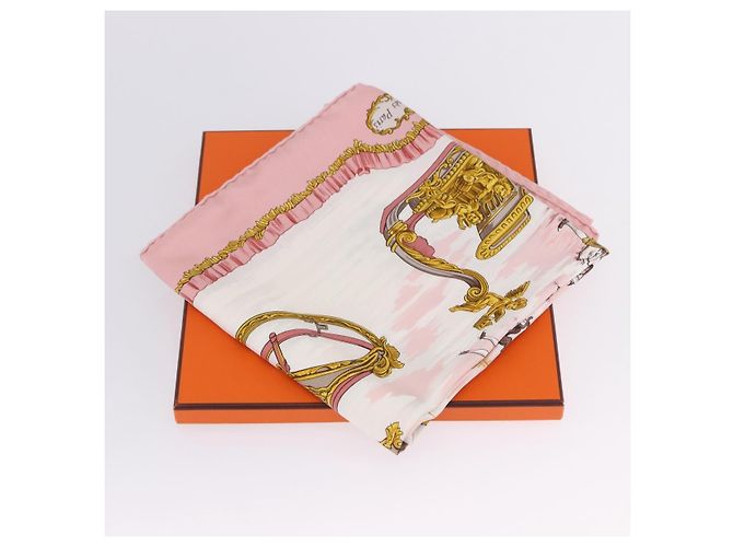 Hermès HERMES Carre 90 Seidentuch "Traineaux et Glissades" Rosa Weiß Auth 200402M Pink - Ansicht 12