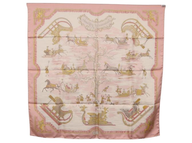 Hermès HERMES Carre 90 Seidentuch "Traineaux et Glissades" Rosa Weiß Auth 200402M Pink - Ansicht 15