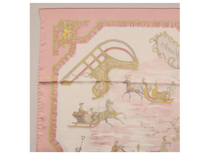 Hermès HERMES Carre 90 Seidentuch "Traineaux et Glissades" Rosa Weiß Auth 200402M Pink - Ansicht 16