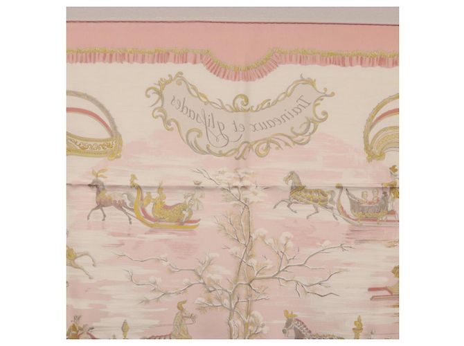 Hermès HERMES Carre 90 Seidentuch "Traineaux et Glissades" Rosa Weiß Auth 200402M Pink - Ansicht 17