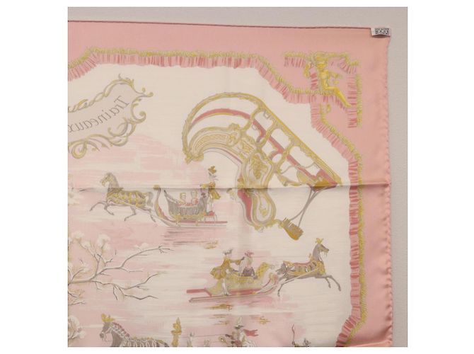 Hermès HERMES Carre 90 Seidentuch "Traineaux et Glissades" Rosa Weiß Auth 200402M Pink - Ansicht 18