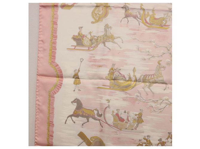 Hermès HERMES Carre 90 Seidentuch "Traineaux et Glissades" Rosa Weiß Auth 200402M Pink - Ansicht 19