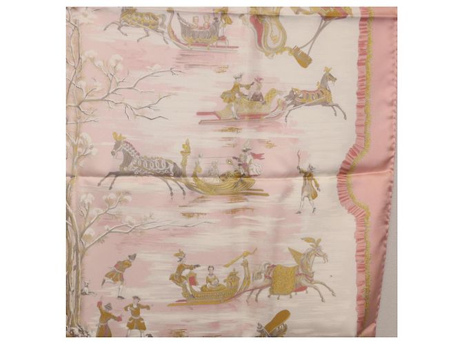 Hermès HERMES Carre 90 Seidentuch "Traineaux et Glissades" Rosa Weiß Auth 200402M Pink - Ansicht 21